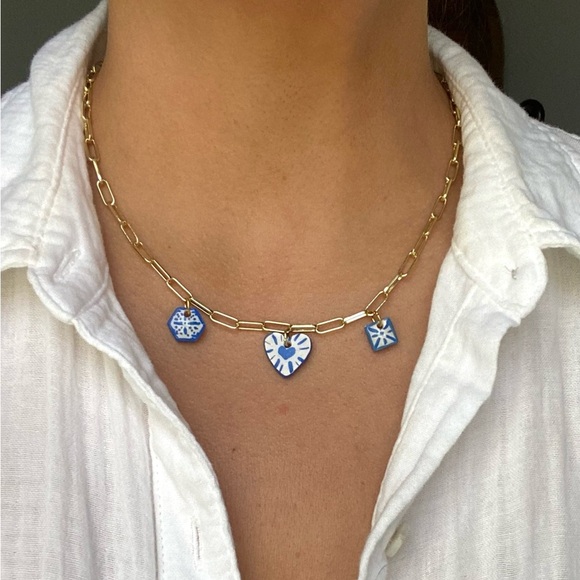 Handmade hand painted polymer clay charm necklace - Picture 4 of 4